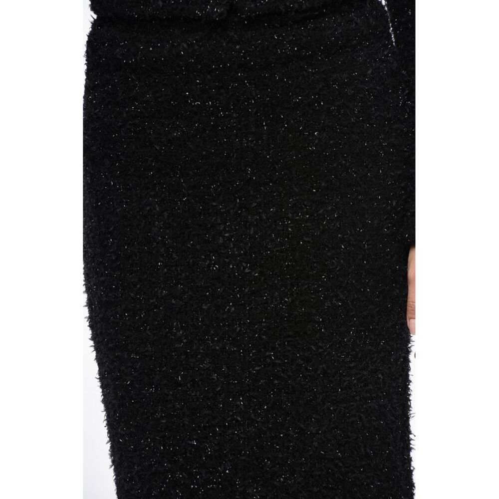 Lurex Knit Midi Skirt with Zip and Back Slit - Picture 4 of 5